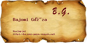 Bajomi Géza névjegykártya